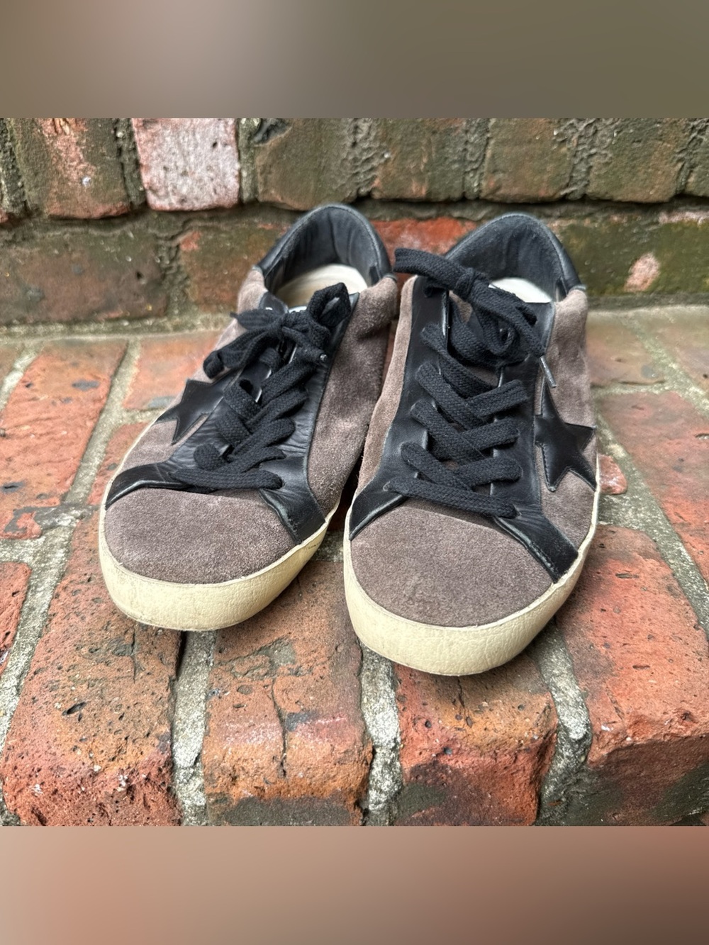 Golden Goose Superstar Grey Suede Sneakers with Black leather Accents sz37 - Picture 3 of 9